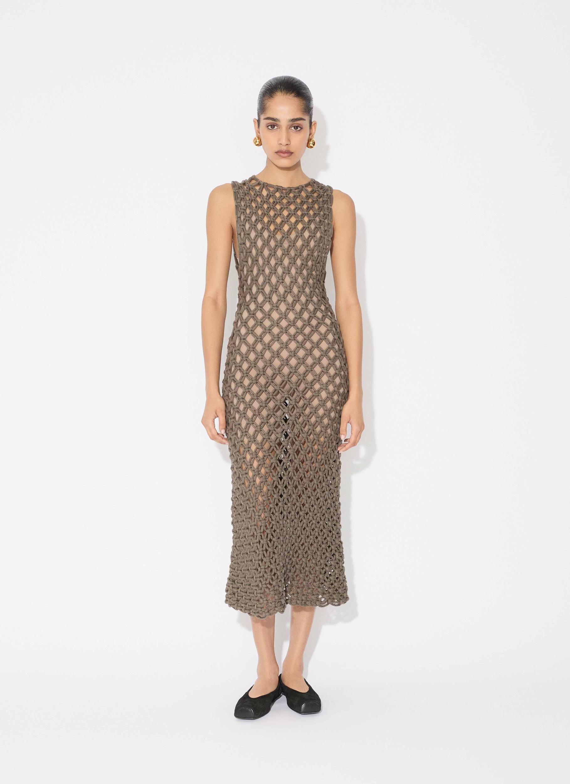 TAUPE HAND KNOTTED DRESS Product Image
