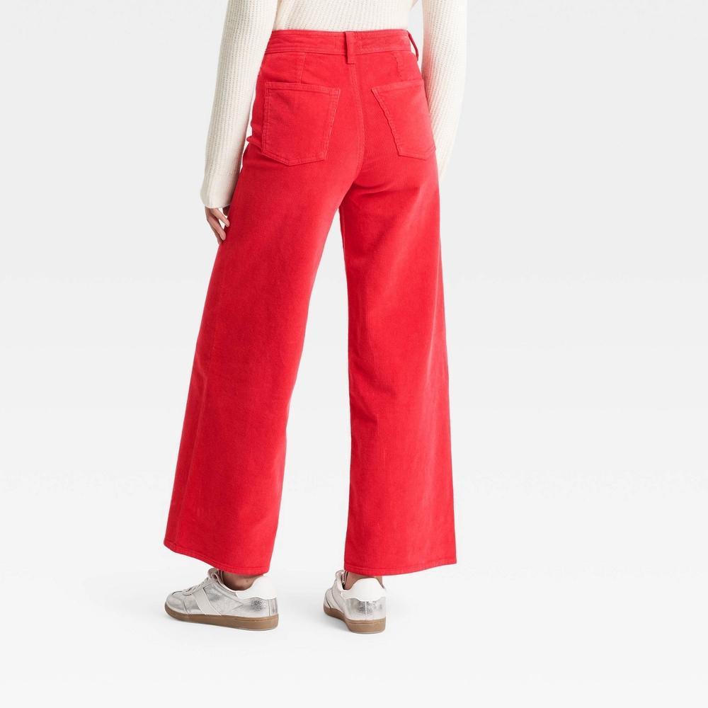 Women's High-Rise Corduroy Sailor Wide Leg Ankle Jeans - Universal Thread™ Red 6 Product Image