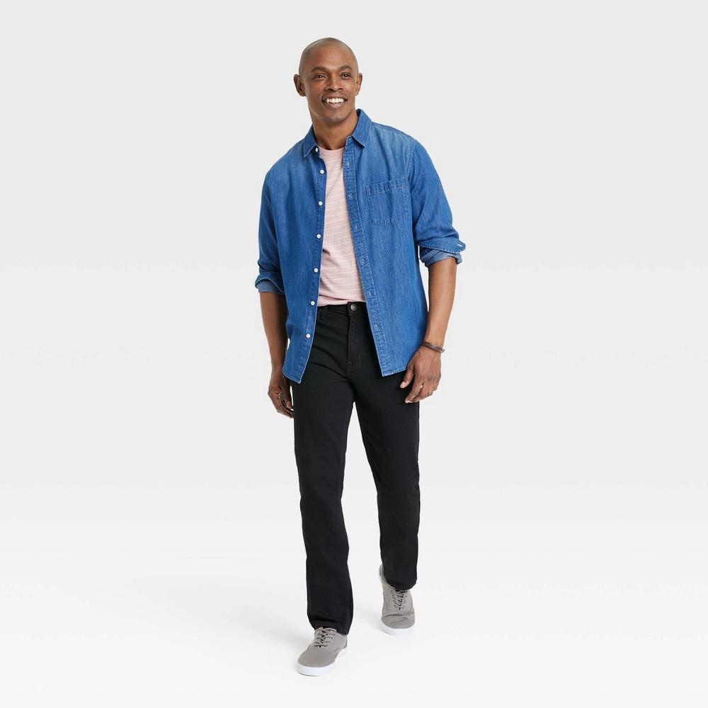 Men's Straight Fit Jeans - Goodfellow & Co™ Jet Black 40x30: Mid Rise, Denim, Stretch Fabric Product Image