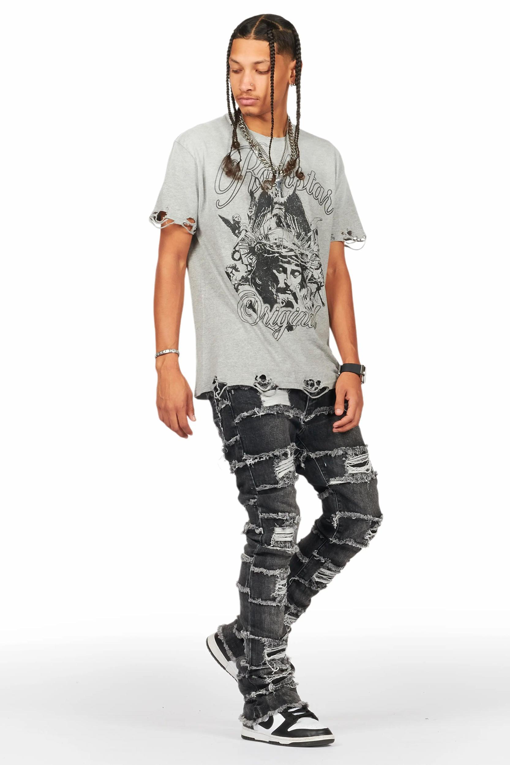 Sten Black Stacked Flare Jean Male Product Image