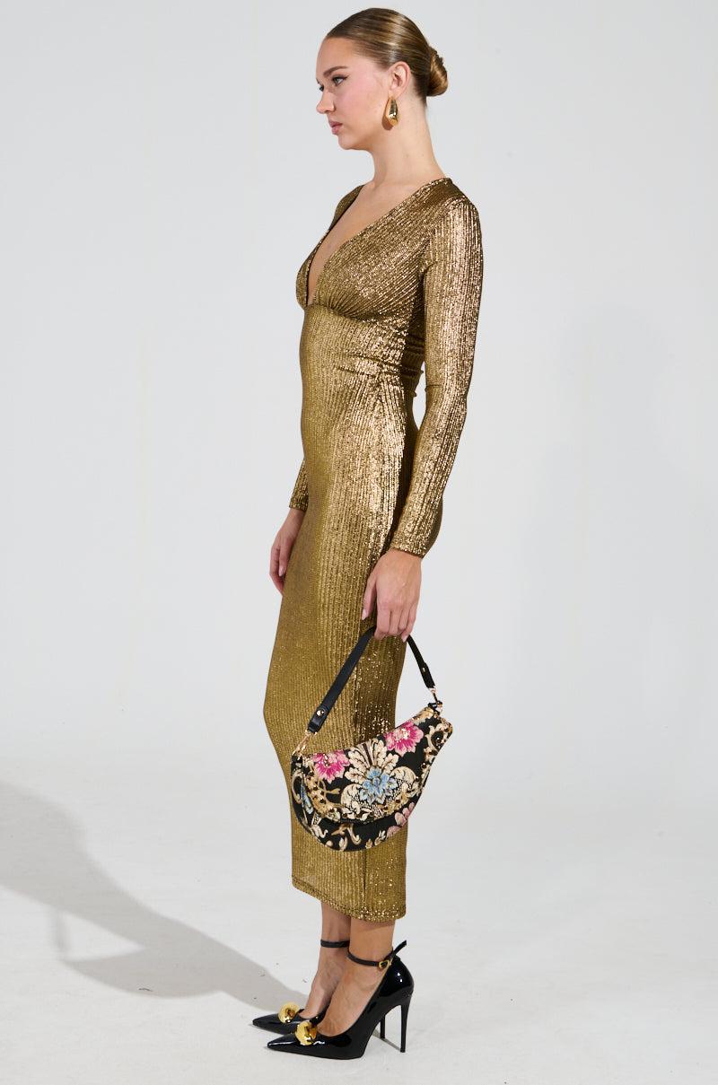 I GOT WHAT YOU LIKE METALLIC MAXI DRESS Product Image