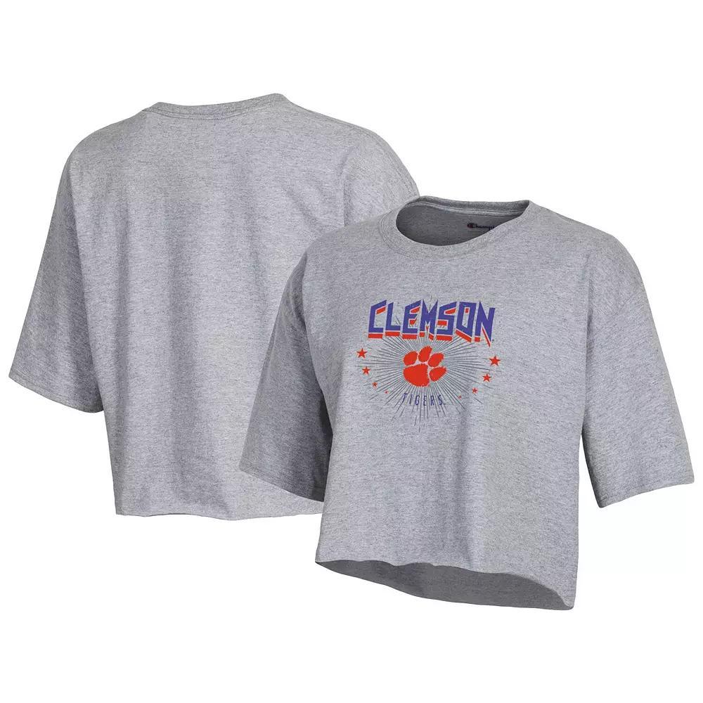 Women's Champion Gray Clemson Tigers Boyfriend Cropped T-Shirt, Size: XL, Grey Product Image