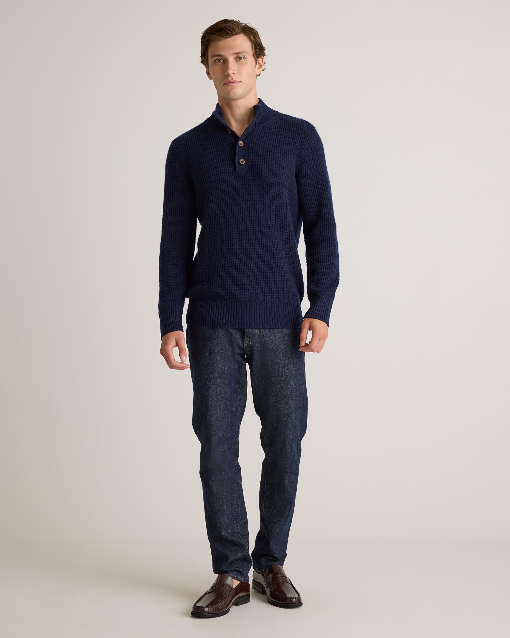 Quince | Men's Mongolian Cashmere Waffle Quarter Button Sweater Product Image