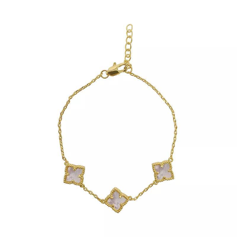 Adornia 14k Gold Plated White Mother-of-Pearl Flower Bracelet, Womens Gold Tone Product Image