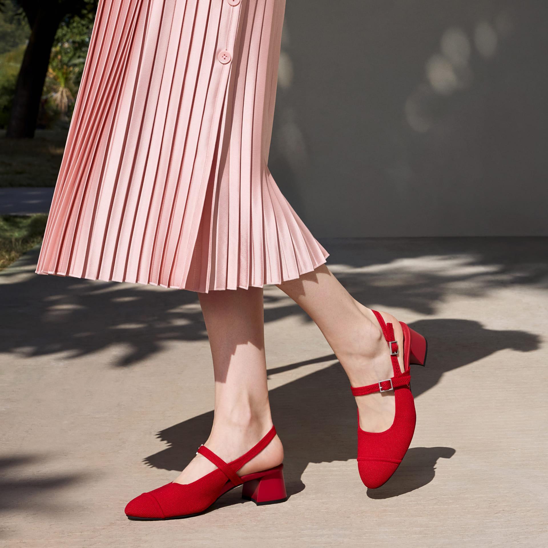 Almond-Toe Slingback Mary-Jane Sandals (Juliana) Product Image