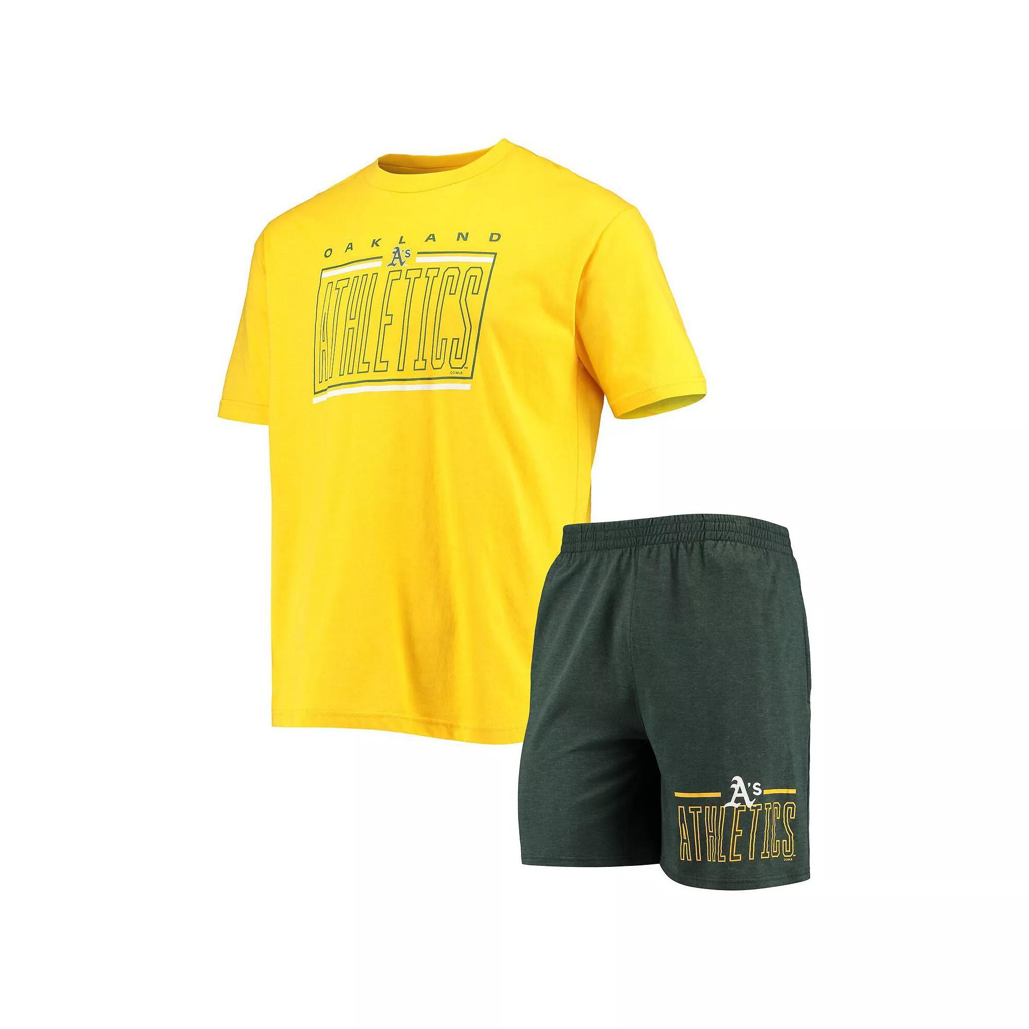 Men's Concepts Sport Green/Gold Oakland Athletics Meter T-Shirt and Shorts Sleep Set, Size: XL Product Image