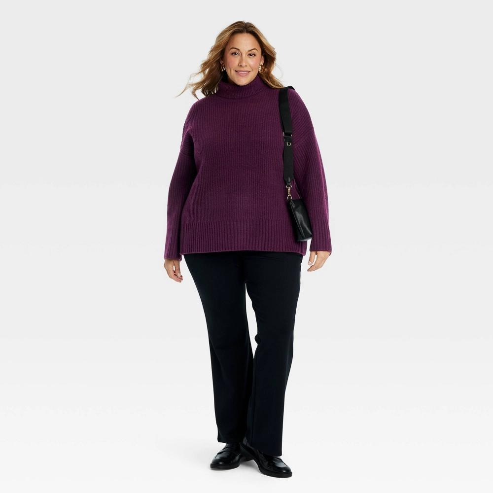 Womens Cozy Knit Turtleneck Pullover Sweater - Ava & Viv Purple XXL Product Image