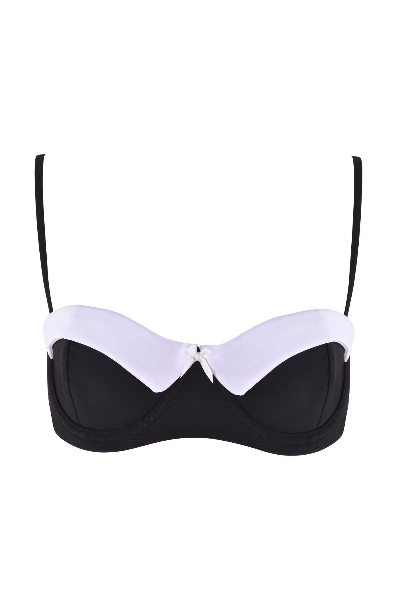 DION TUXEDO BIKINI TOP - BLACK : WHITE Product Image