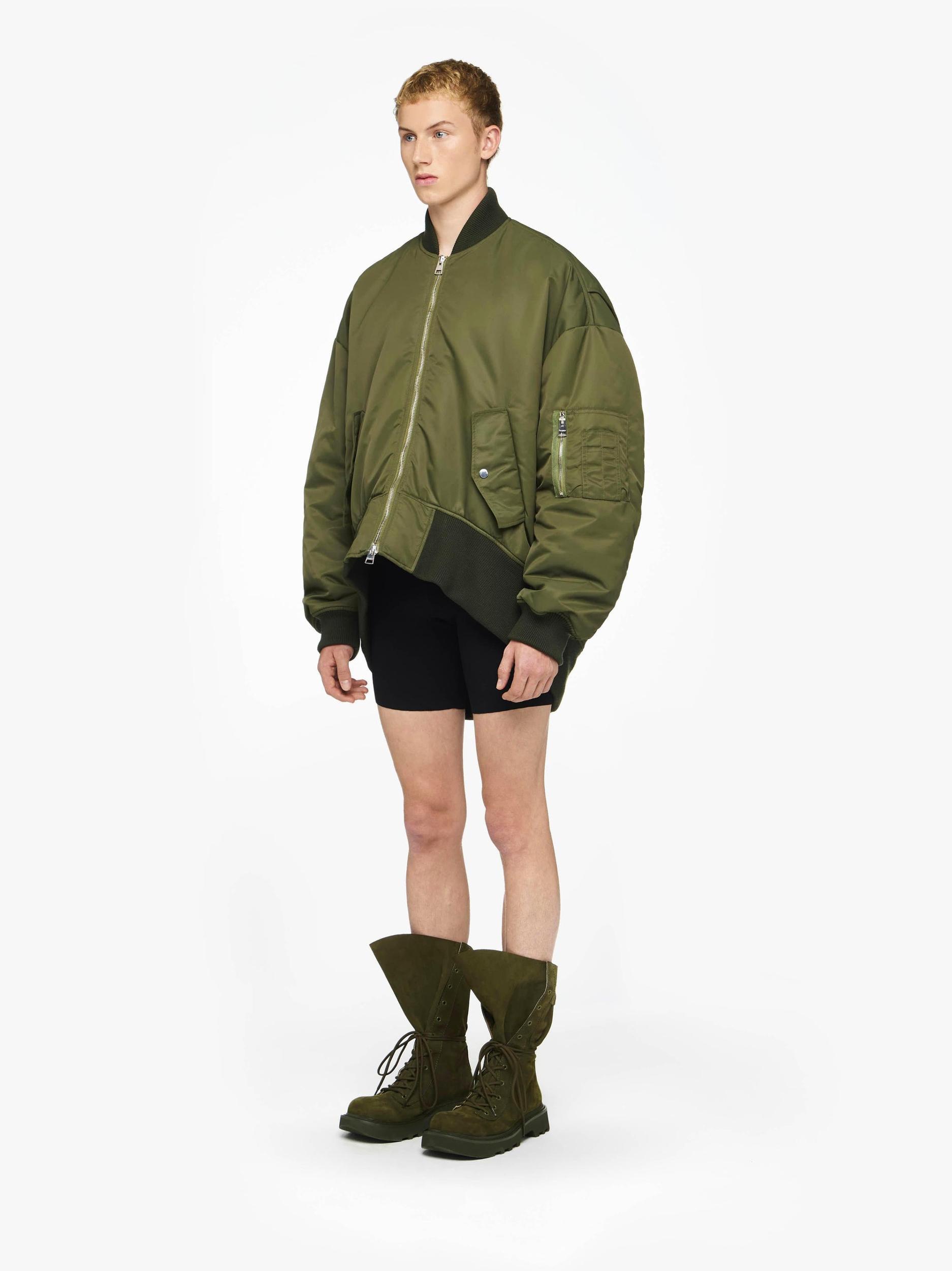 CURVED HEM OVERSIZED BOMBER JACKET Product Image