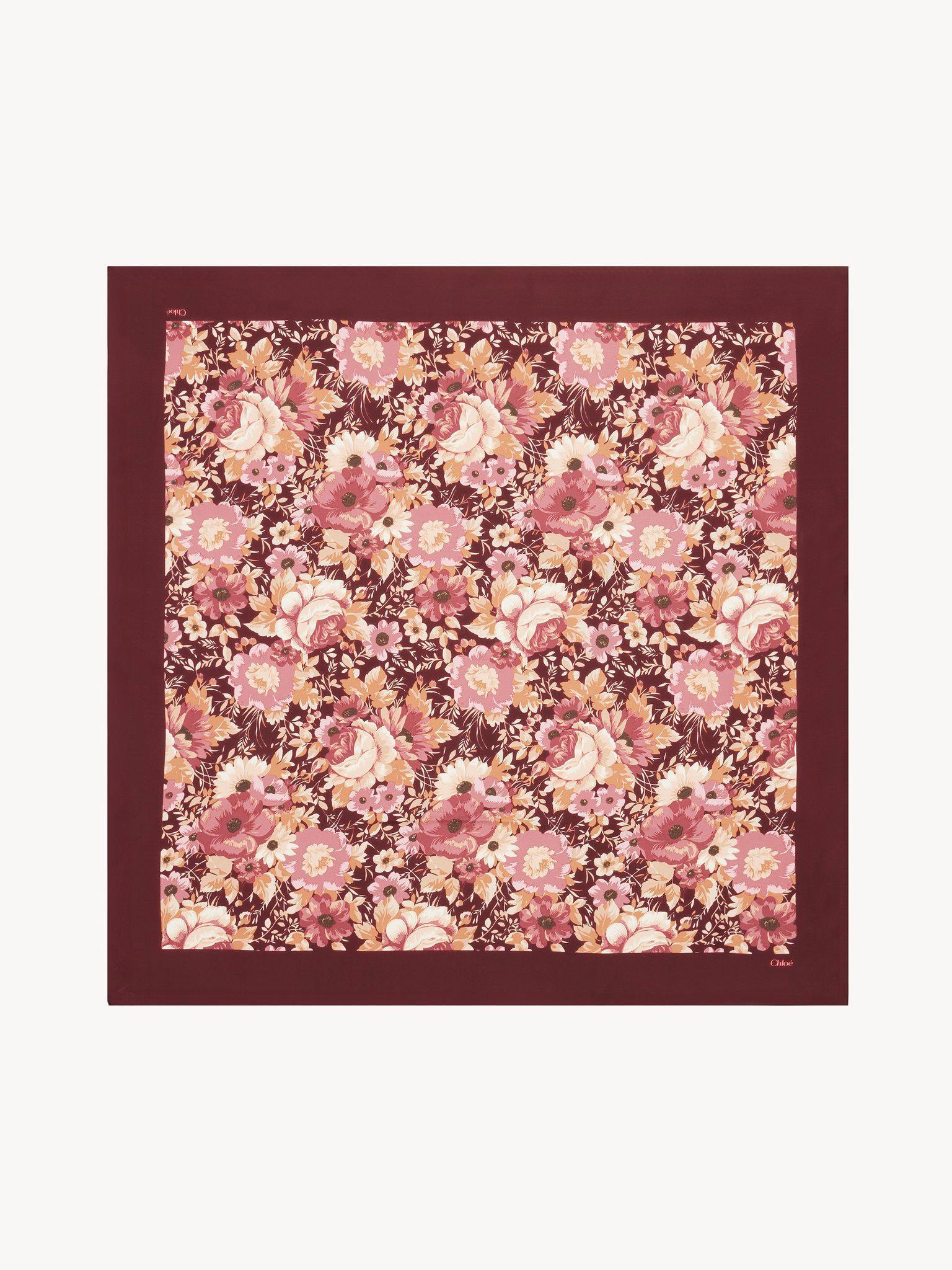 The Chloé Roses square scarf in silk twill Product Image