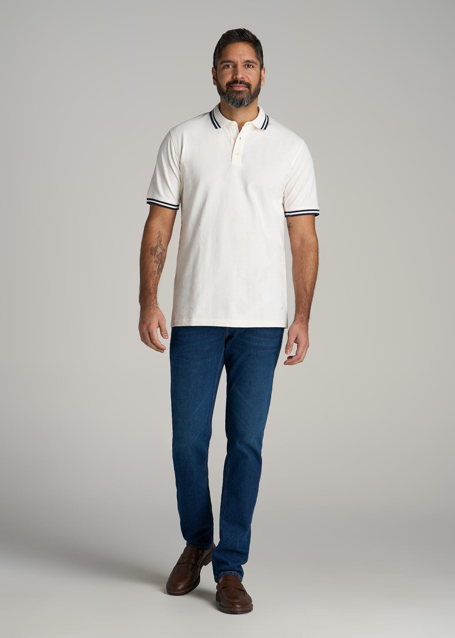 Contrast Tipped Polo Men's in Ecru Product Image