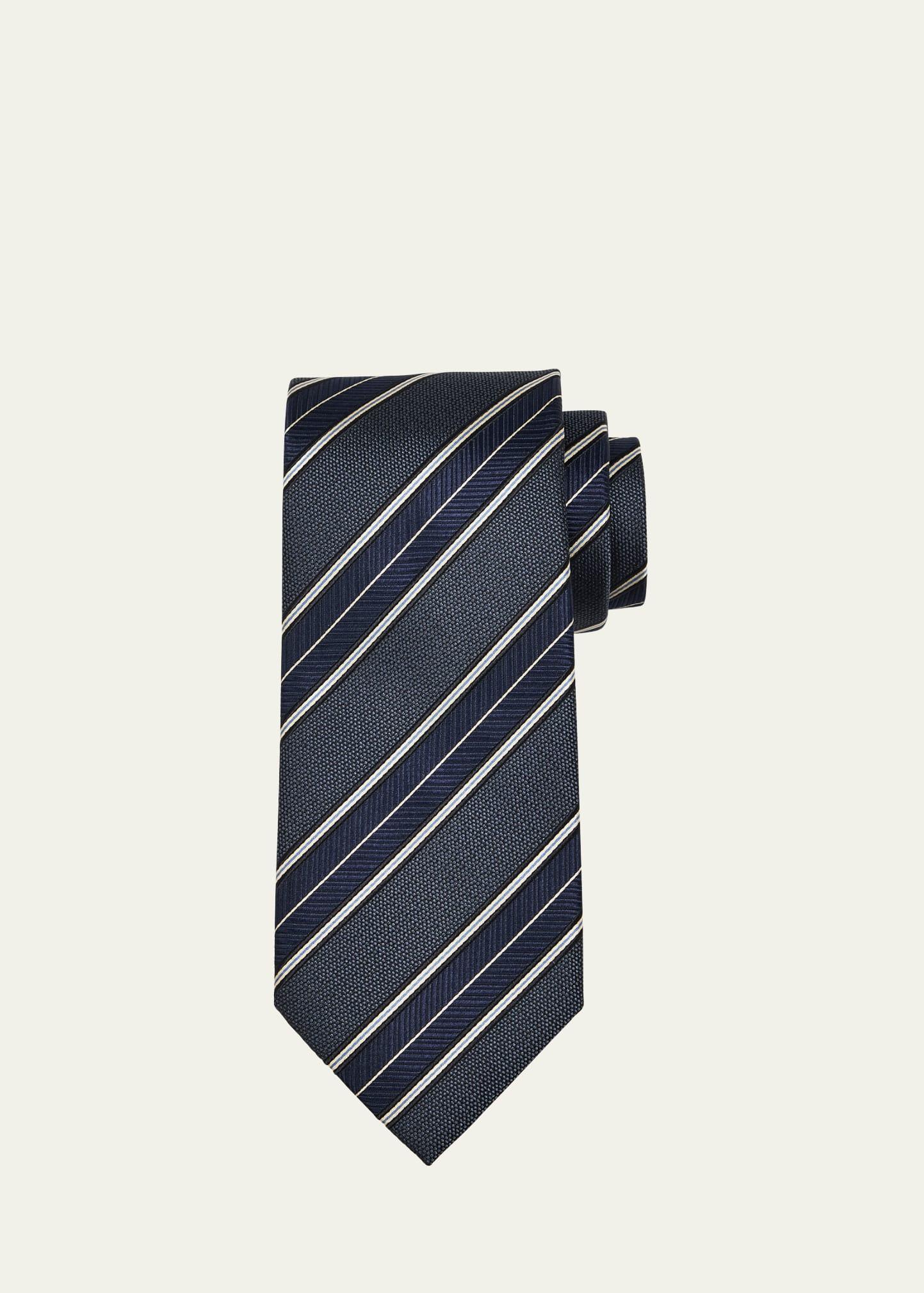 Mens Jacquard Regimental Stripe Silk Tie Product Image