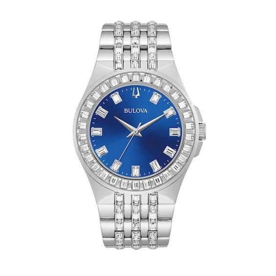 Bulova Mens Phantom Crystal-Accent Stainless Steel Bracelet Watch - 96A254 Silver Product Image