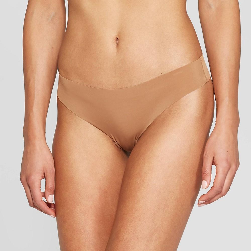 Women's Invisible Edge Thong Underwear - Auden™ Brown XS: Seamless Low Rise Underwear, Lightweight Knit, Pull-On Style Product Image
