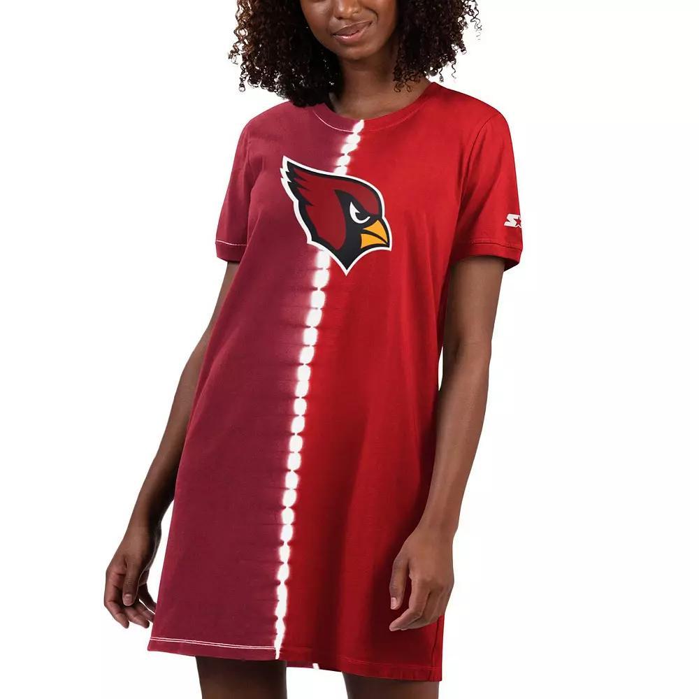 Women's Starter Cardinal Arizona Cardinals Ace Tie-Dye T-Shirt Dress, Size: 2XL, Red Product Image