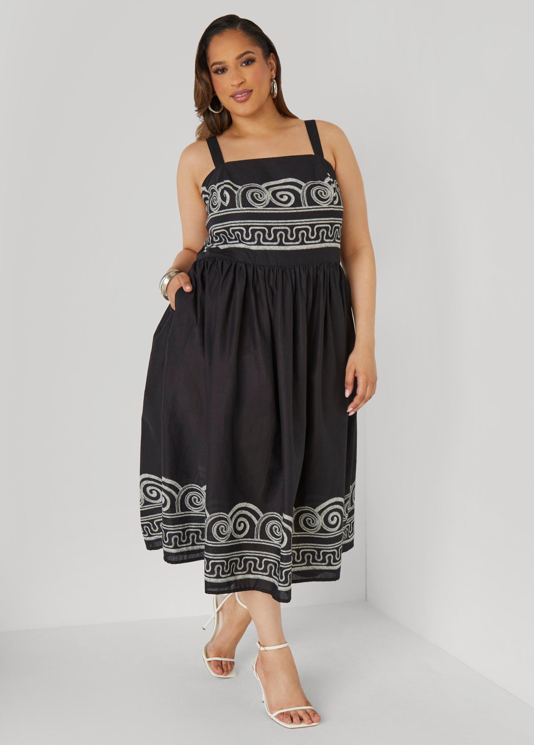 Scroll Print Cotton Dress Product Image