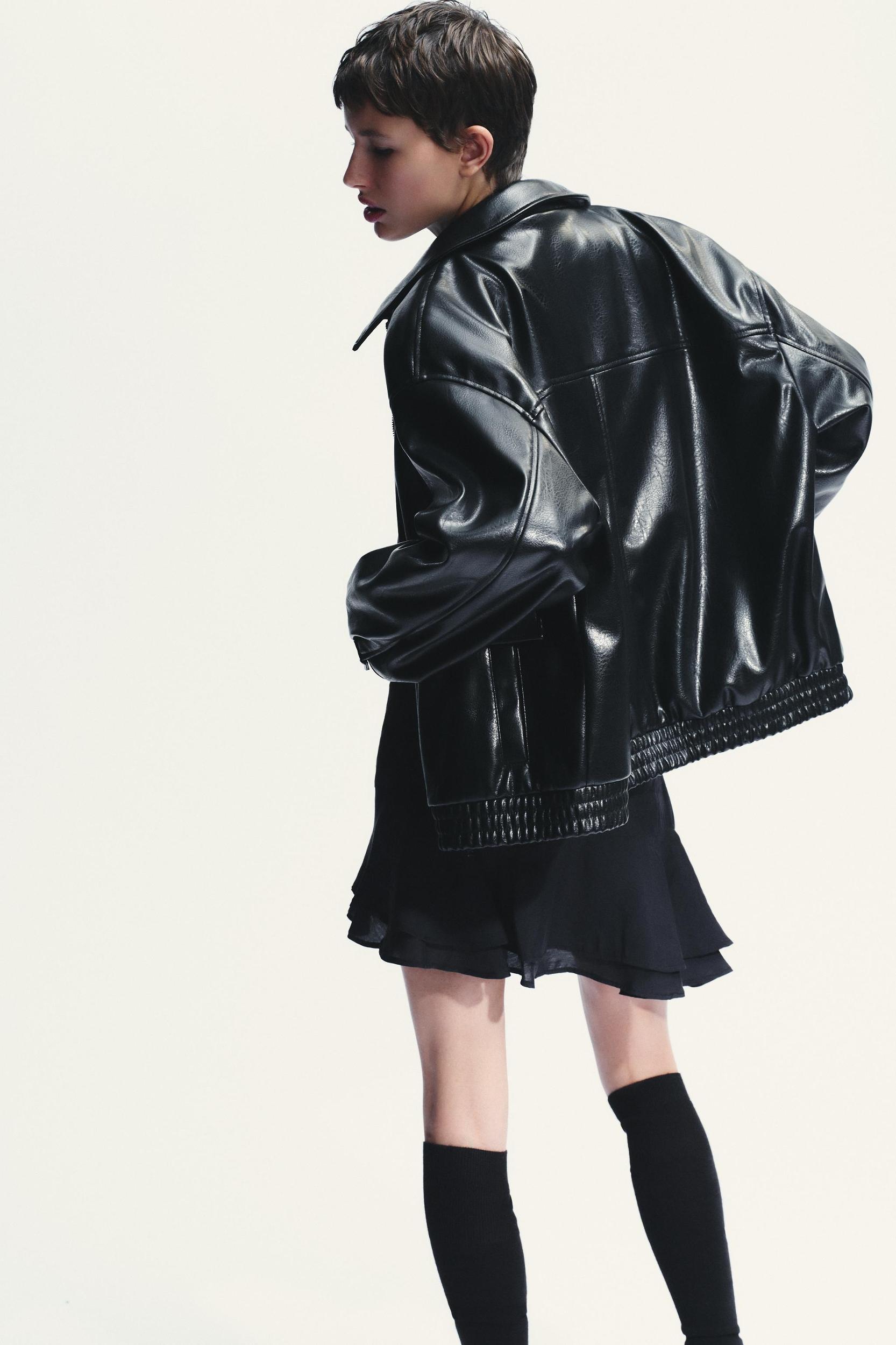FAUX LEATHER BOMBER JACKET Product Image
