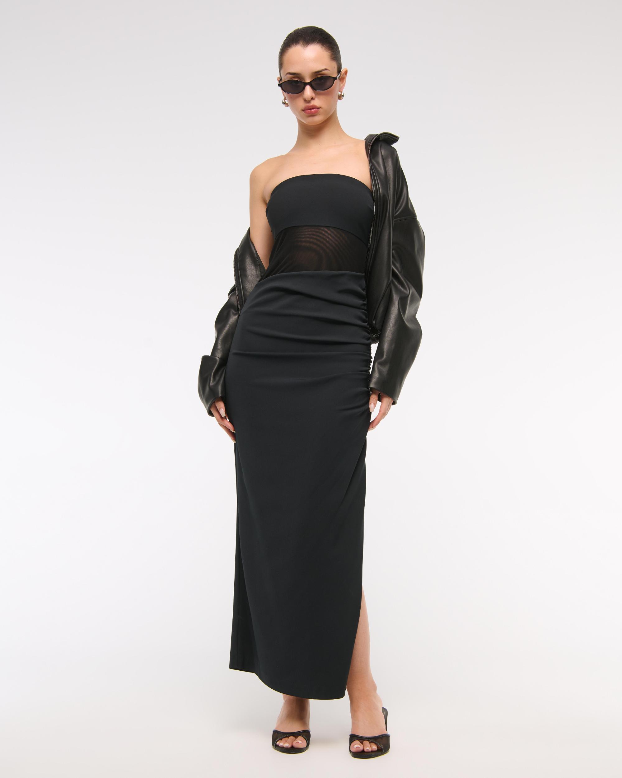 Sheer Draped Maxi Dress Product Image