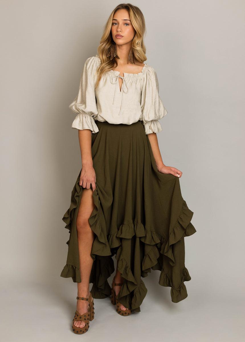 Sen Skirt in Olive Female Product Image