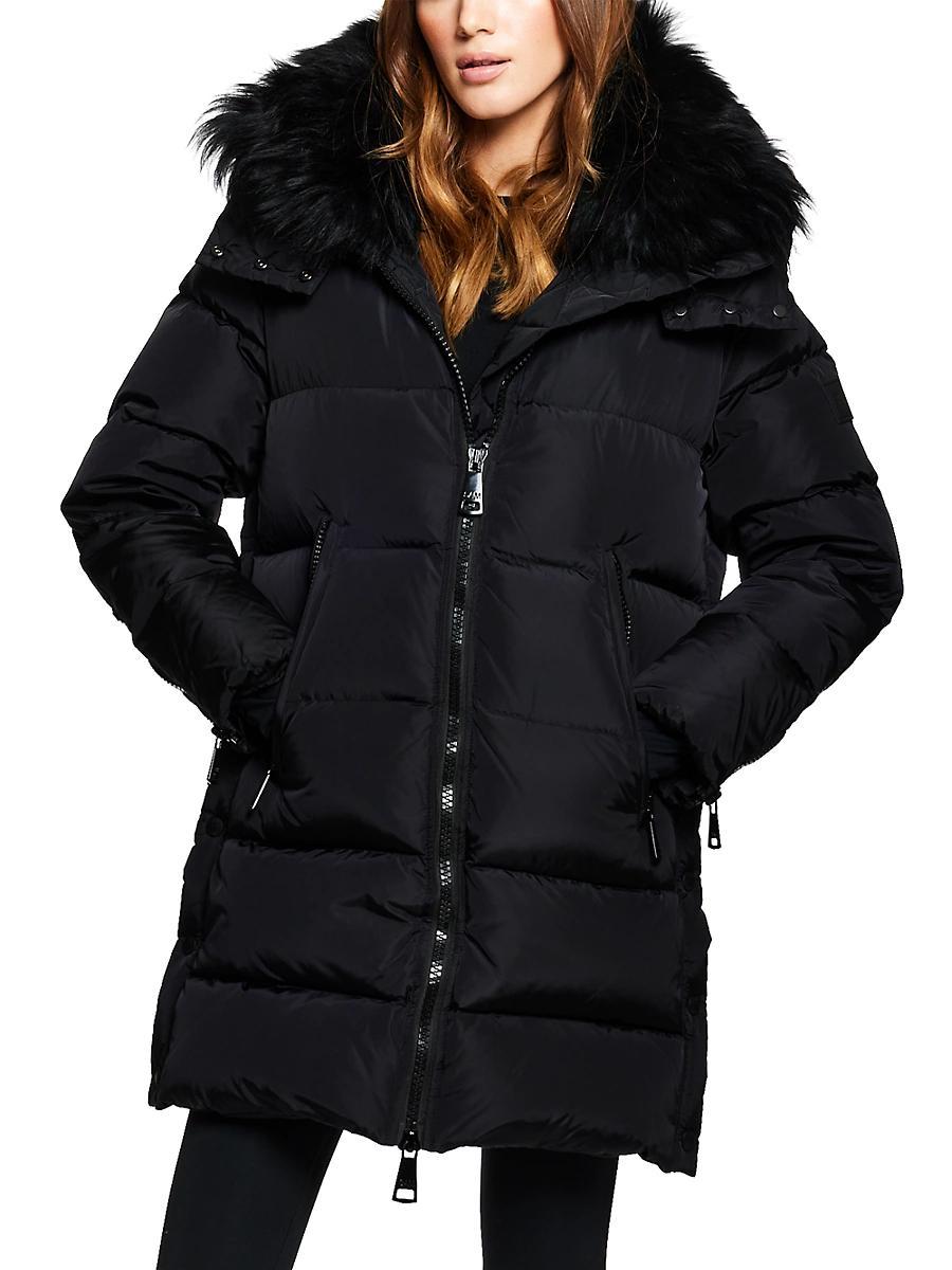 Womens Addison Shearling-Trimmed Down Coat Product Image