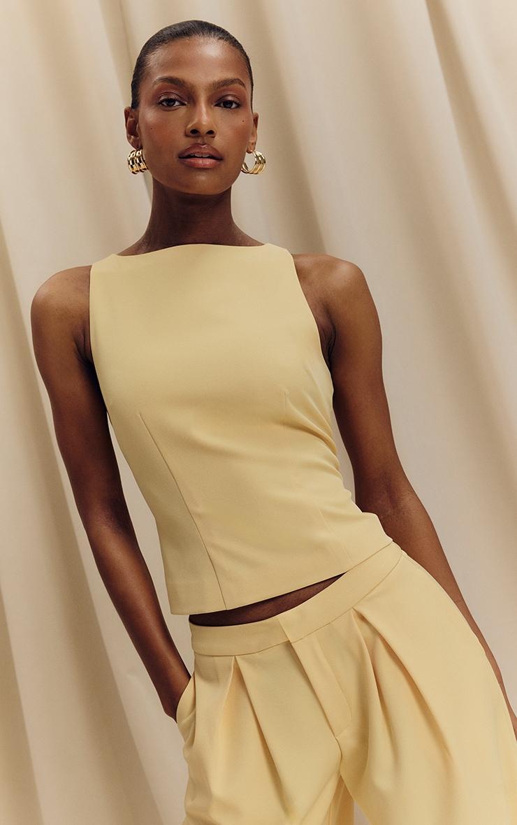 Lemon Racer Neck Detail Top Product Image
