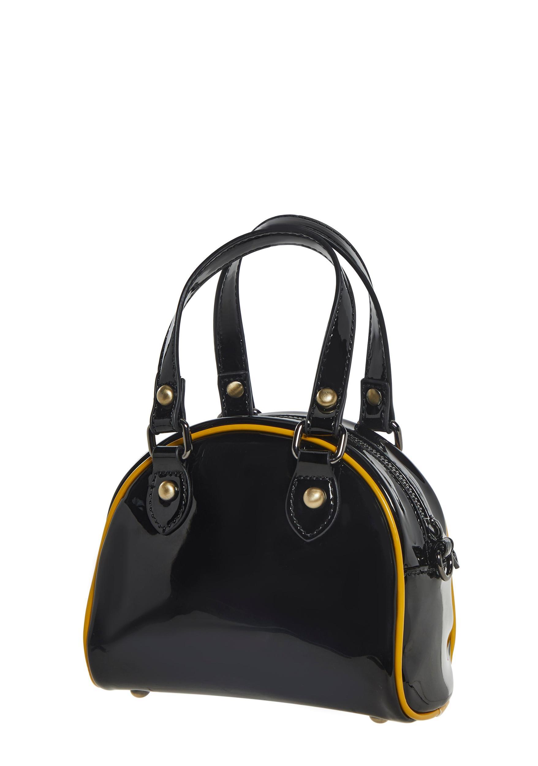 Mini Patent Metal Bowler Bag Current Mood- Black Product Image