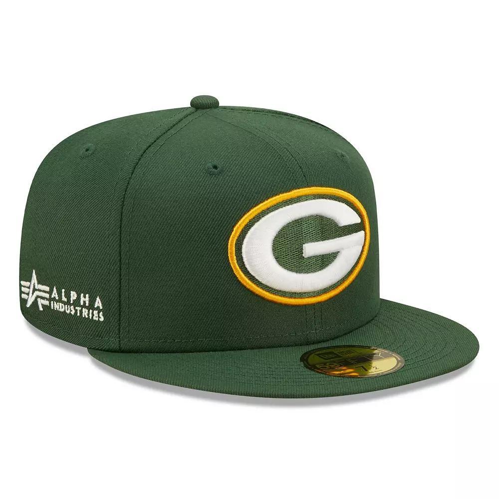 Men's New Era x Alpha Industries Green Green Bay Packers Alpha 59FIFTY Fitted Hat, Size: 7 1/2 Product Image