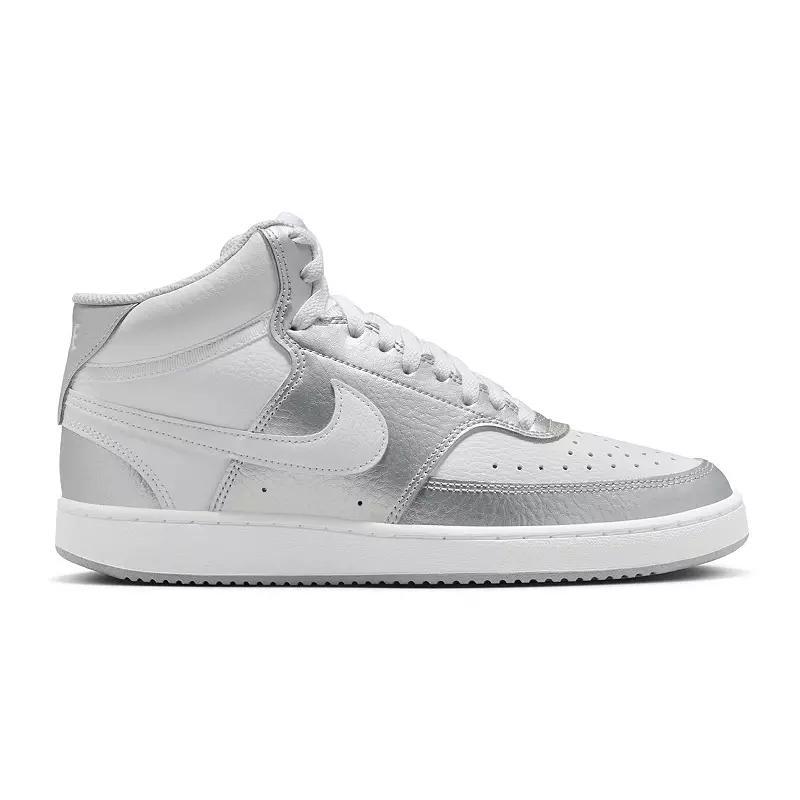 Nike Court Vision Mid-Top Women's Shoes, Size: 6.5, White Grey Silver Product Image