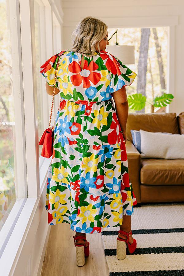 Porch Swing At Sunset Floral Midi in White Curves Product Image