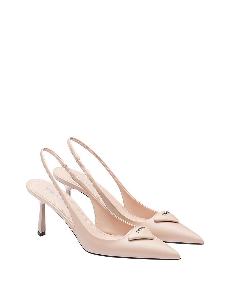 Womens Brushed Leather Slingback Pumps Product Image