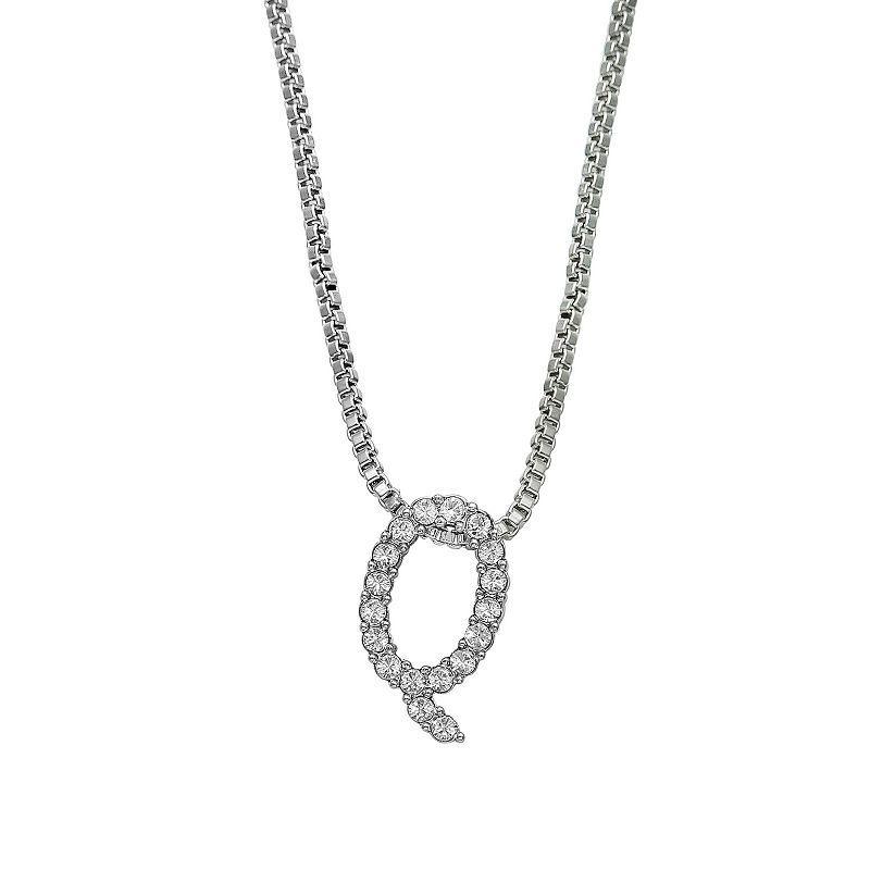 Brilliance Silver Plated Crystal Initial Pendant, Women's, Size: 18", Silver Tone G Product Image