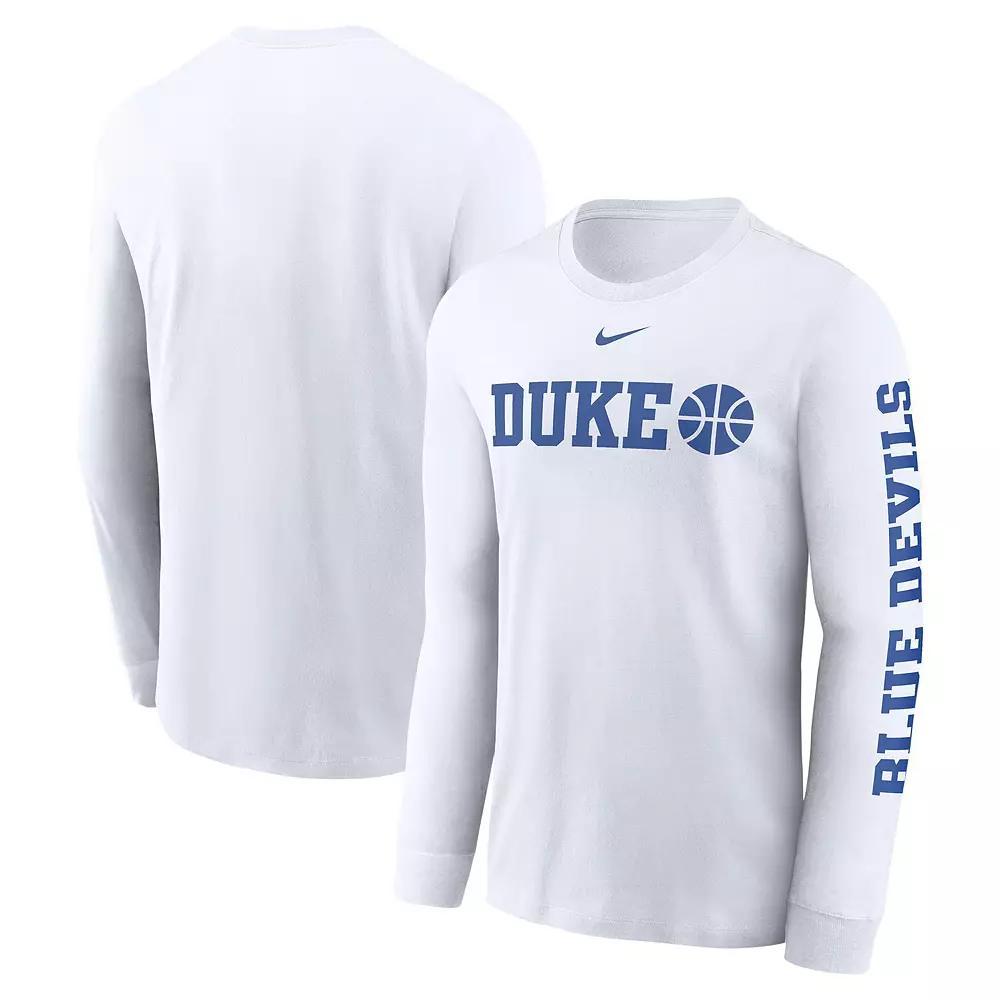 Men's Nike  White Duke Blue Devils Basketball Icon Two-Hit Long Sleeve T-Shirt, Size: XL Product Image