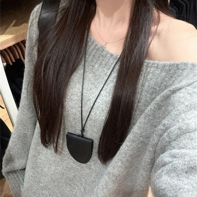 Off-Shoulder Plain Sweater Product Image