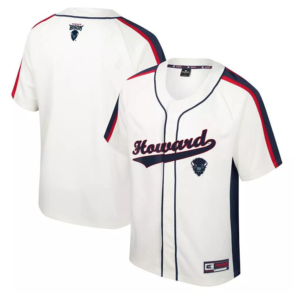 Men's Colosseum Cream Howard Bison Ruth Button-Up Baseball Jersey, Size: XL, Nc2 Beige Product Image