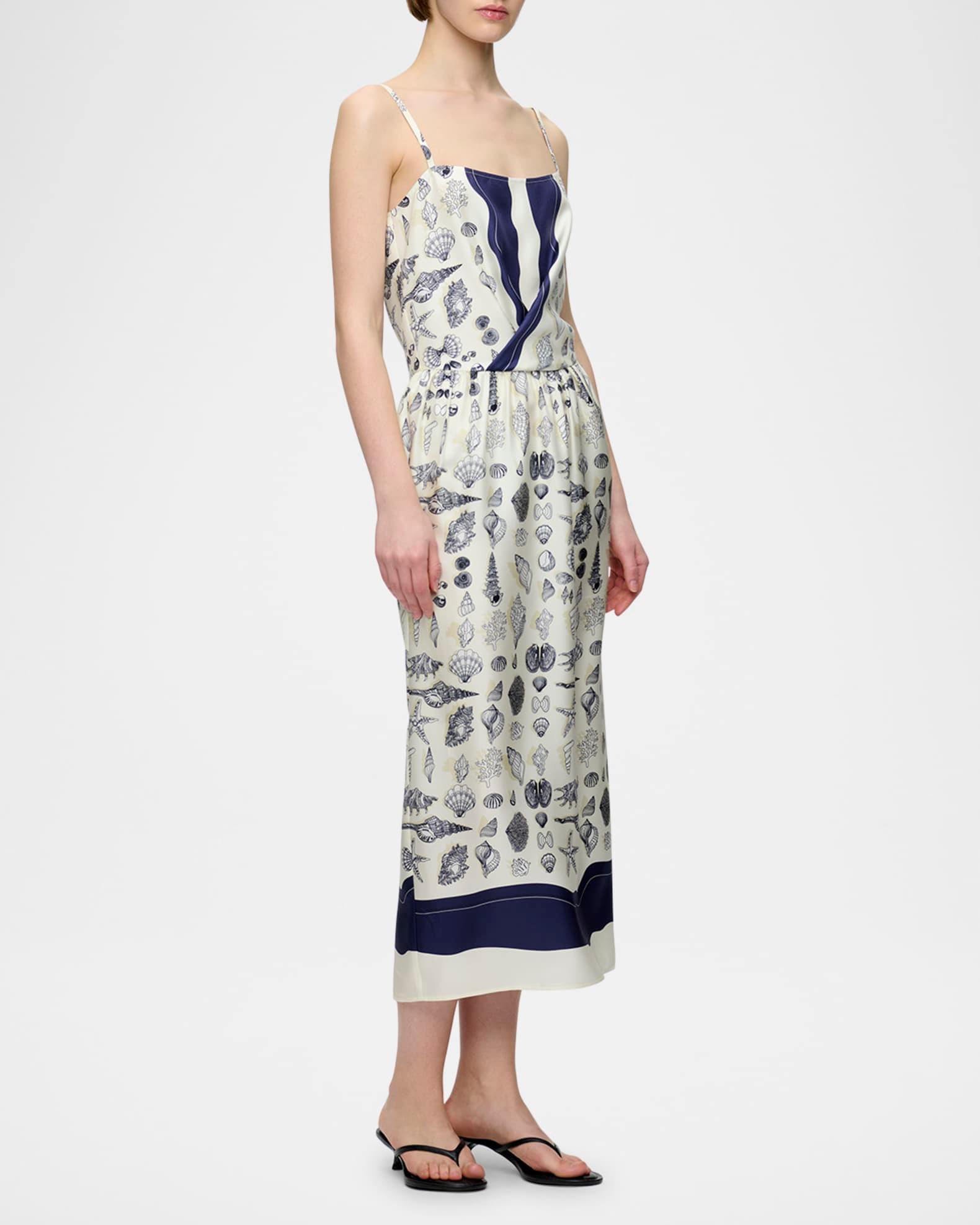 Samantha Seashell-Print Silk Midi Dress Product Image