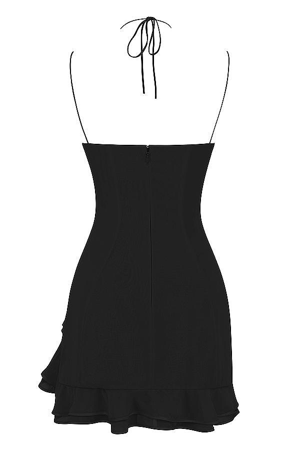 Rossella Black Ruffle Mini Dress Product Image