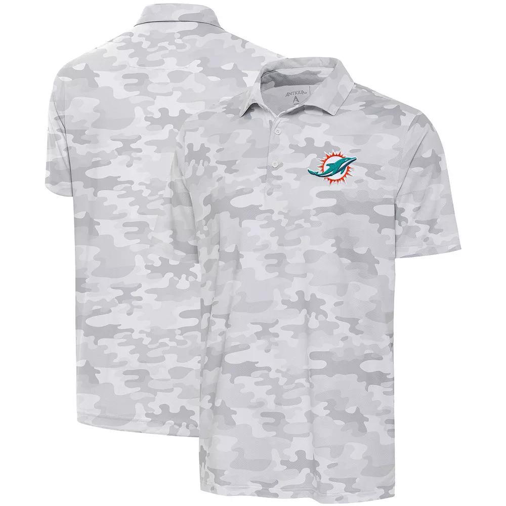 Men's Antigua White Miami Dolphins Anthracite Logo Collide Polo, Size: Large Product Image