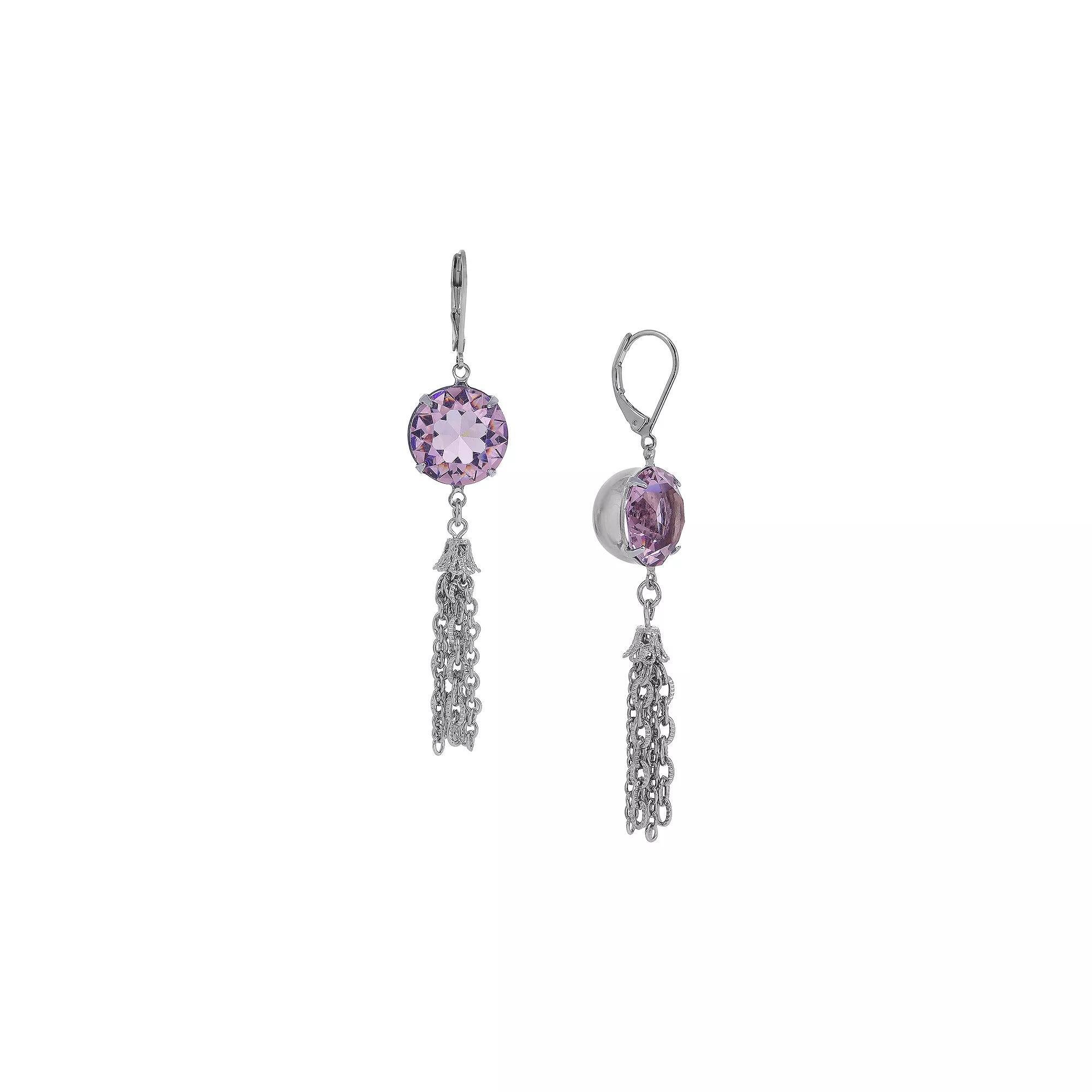 1928 Crystal Tassel Drop Earrings, Womens, Pink Product Image