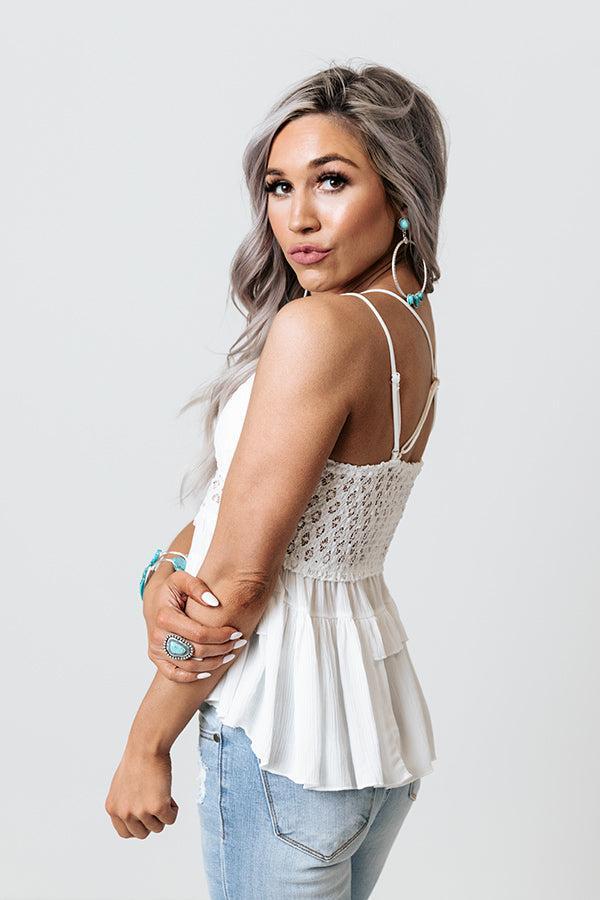 Sunshine All Over Lace Top In White Product Image