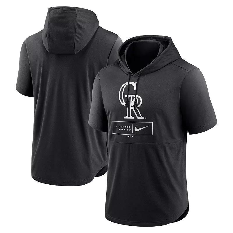 Men's Nike Black Colorado Rockies Lockup Performance Short Sleeve Lightweight Hooded Top, Size: Small Product Image