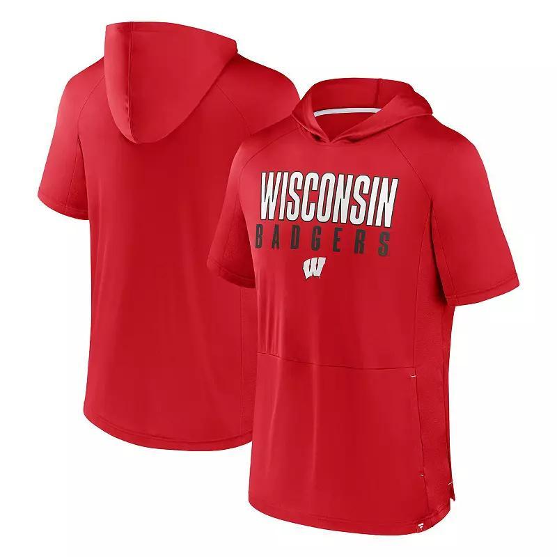 Men's Fanatics  Red Wisconsin Badgers Core Read Raglan Hoodie T-Shirt, Size: XL Product Image