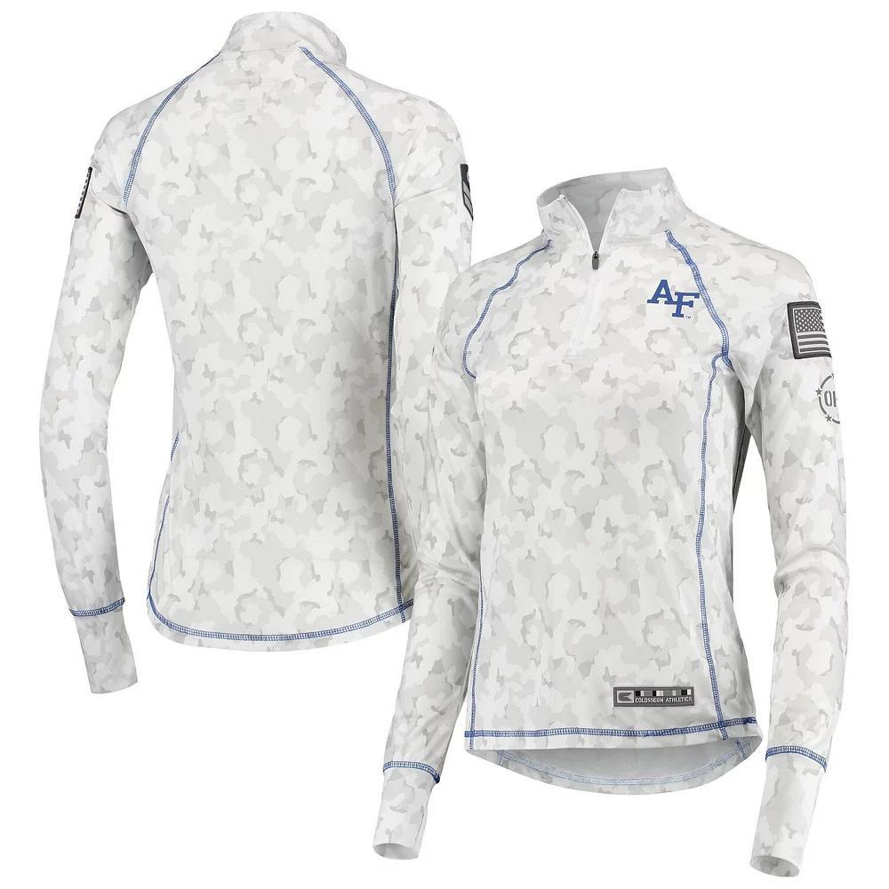 Women's Colosseum White Air Force Falcons OHT Military Appreciation Officer Arctic Camo 1/4-Zip Jacket, Size: 2XL, Afa White Product Image