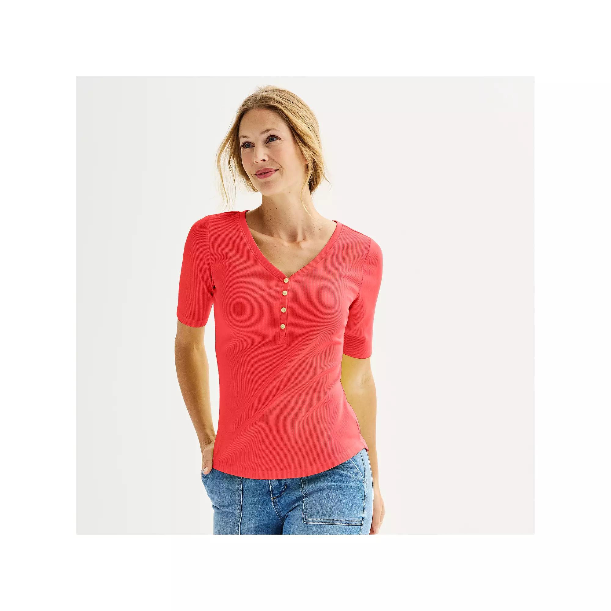 Women's Sonoma Goods For Life® Slim-Fit Henley, Size: Medium, Pandora River Product Image