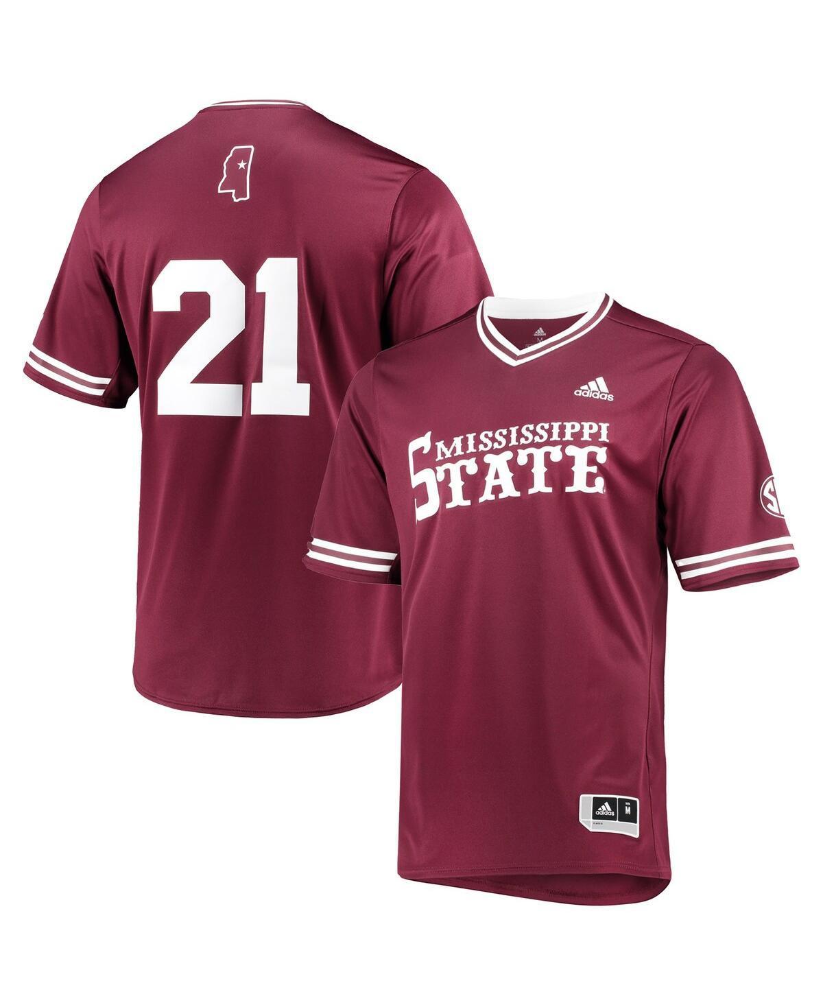 Men's adidas Maroon Mississippi State Bulldogs Replica V-Neck Baseball Jersey, Size: Medium, Mst Red Product Image