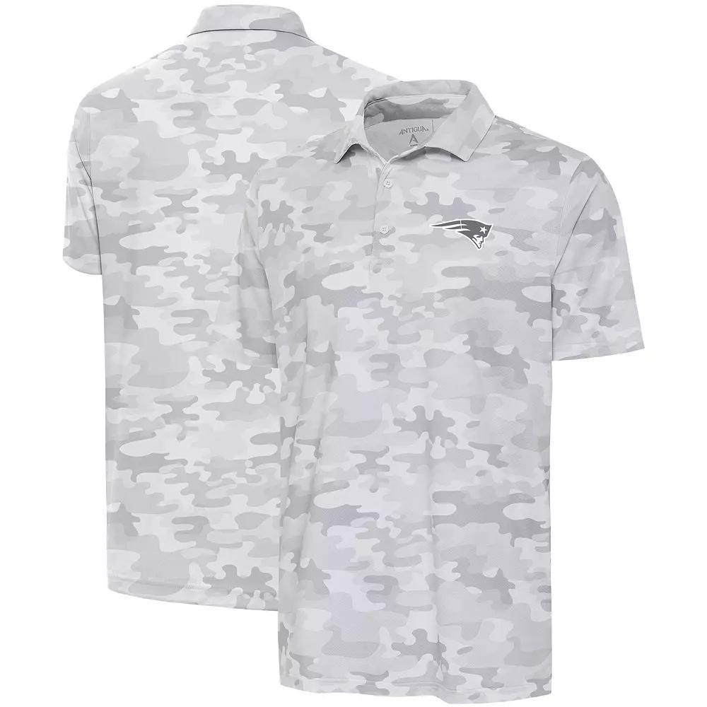 Men's Antigua White New England Patriots Anthracite Logo Collide Polo, Size: 3XL Product Image