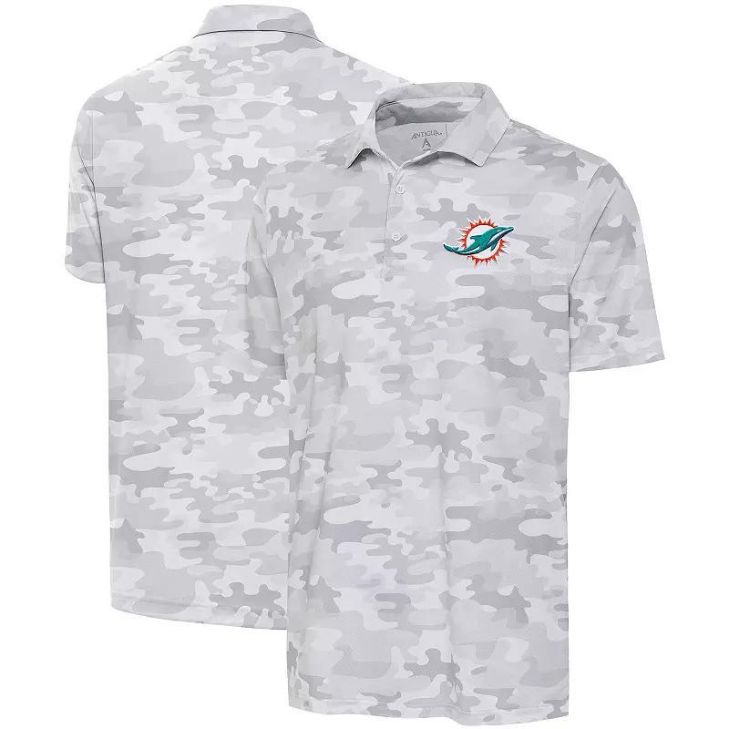 Men's Antigua White Miami Dolphins Anthracite Logo Collide Polo, Size: Large Product Image