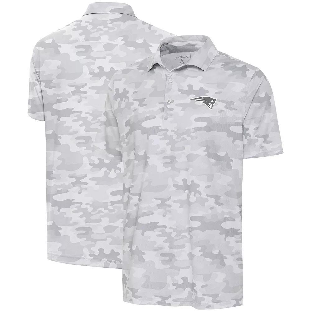 Men's Antigua White New England Patriots Anthracite Logo Collide Polo, Size: 3XL Product Image