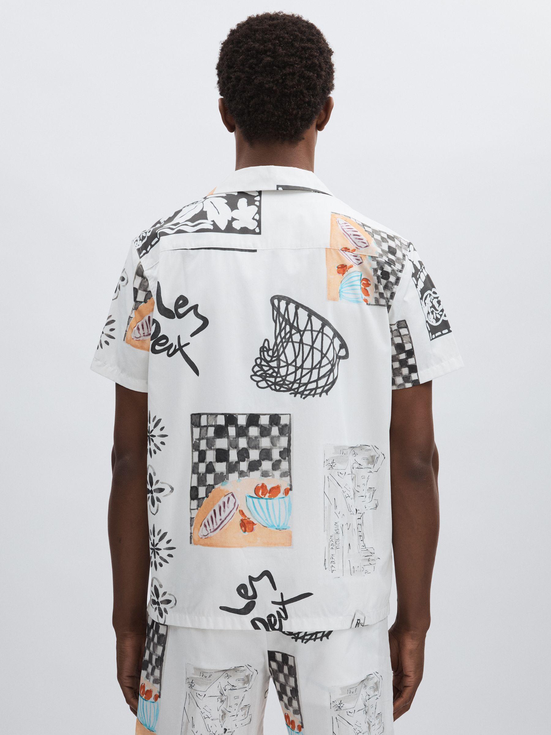 Les Deux Cotton Graphic-Print Shirt in Ivory Print Product Image