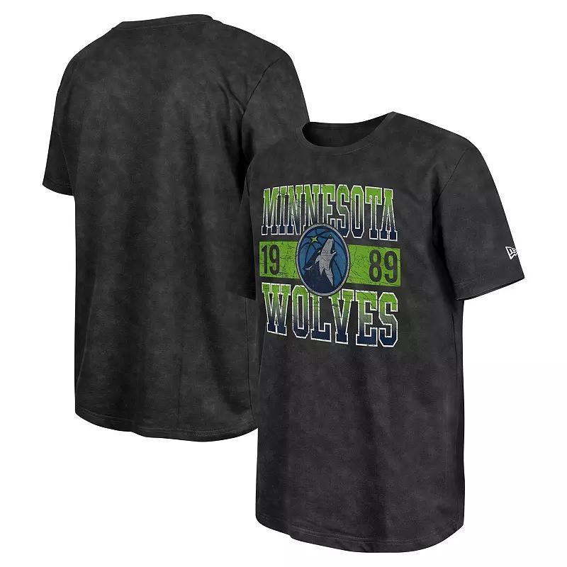 Men's New Era Black Minnesota Timberwolves Enzyme Washed Oversized T-Shirt, Size: Large Product Image
