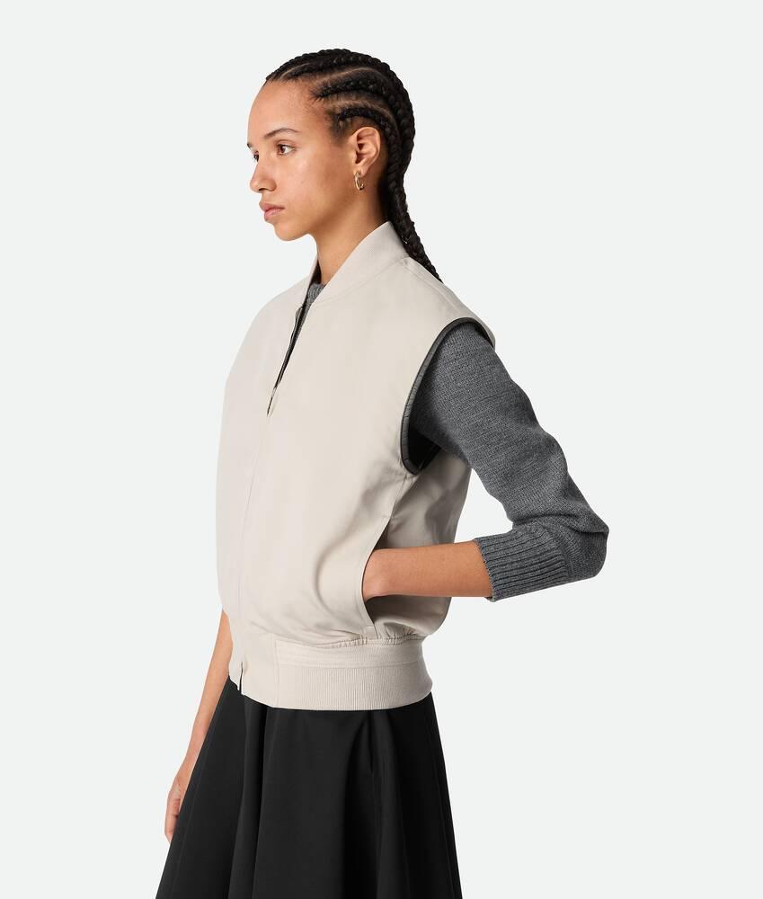 Women's Silk And Cotton Twill Gilet in Grey putty Product Image